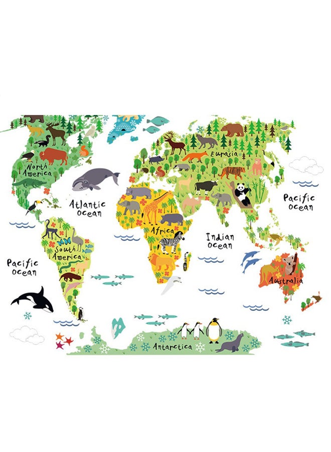 Beauenty Decorative World Map Pattern Wall Sticker Multicolour 90 x 60cm