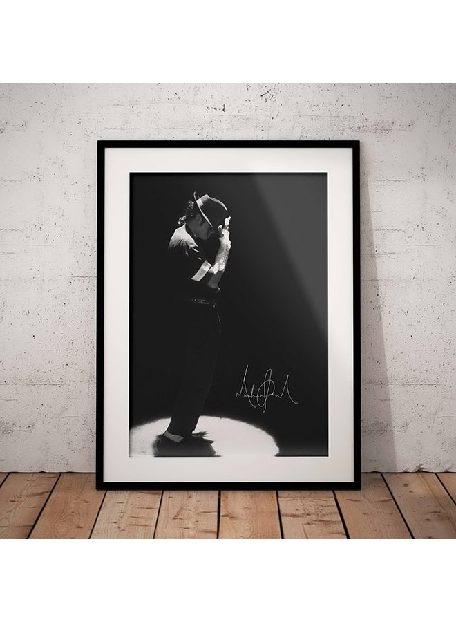 Michael Jackson Poster With Artist Signature Black/White 30x40cm