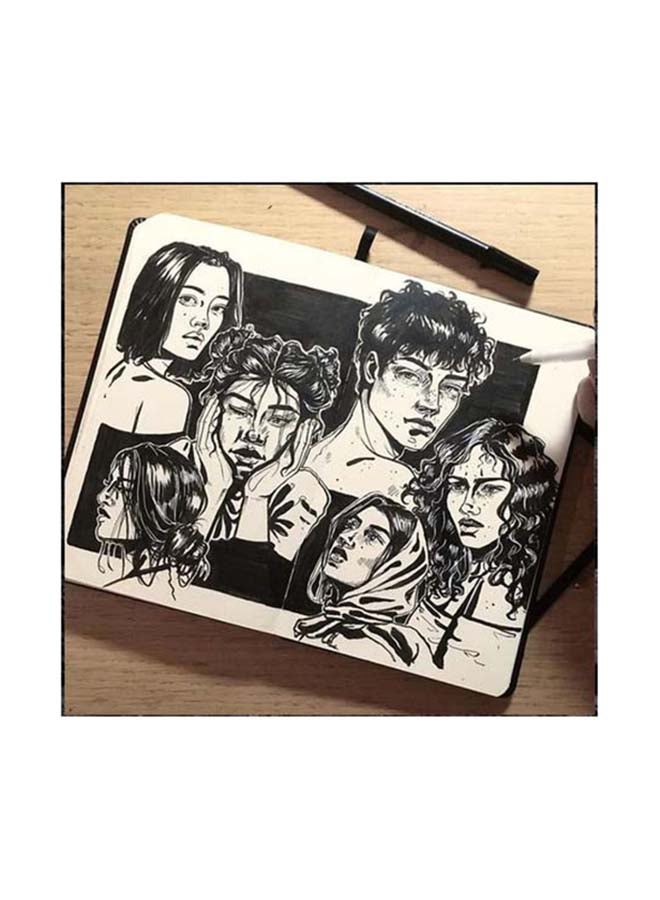 Friends Wall Art Painting Black/White/Beige 30 x 30cm