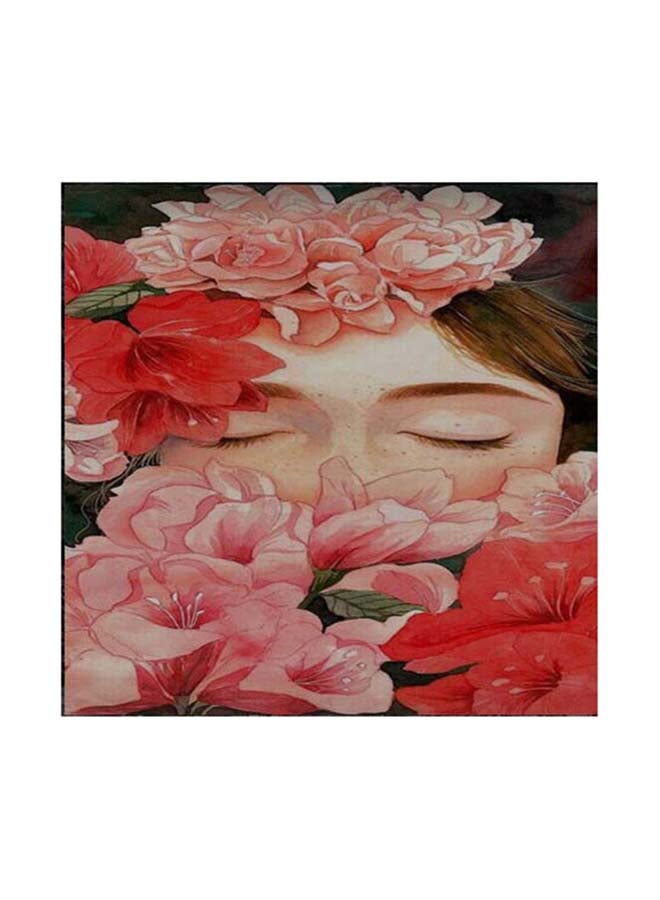 Girl And Flower Wall Art Painting Multicolour 30 x 30cm