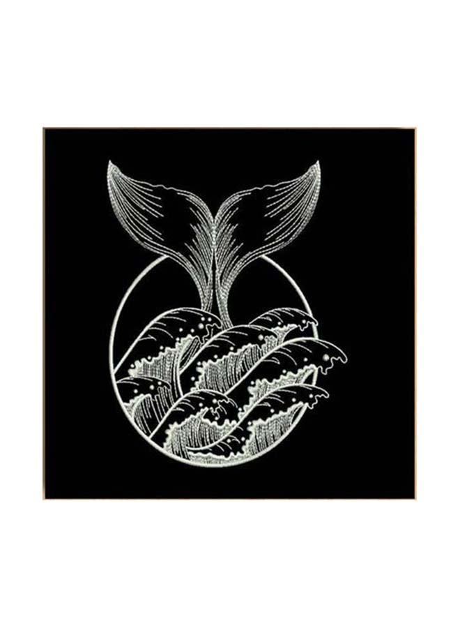 Whale Wall Art Painting Black/White 30 x 30cm