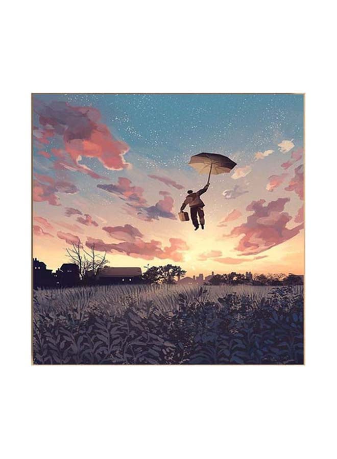 لوحة فنية لديكور الحائط تمثل رجلا يحمل مظلة متعدد الألوان 30 x 30سم