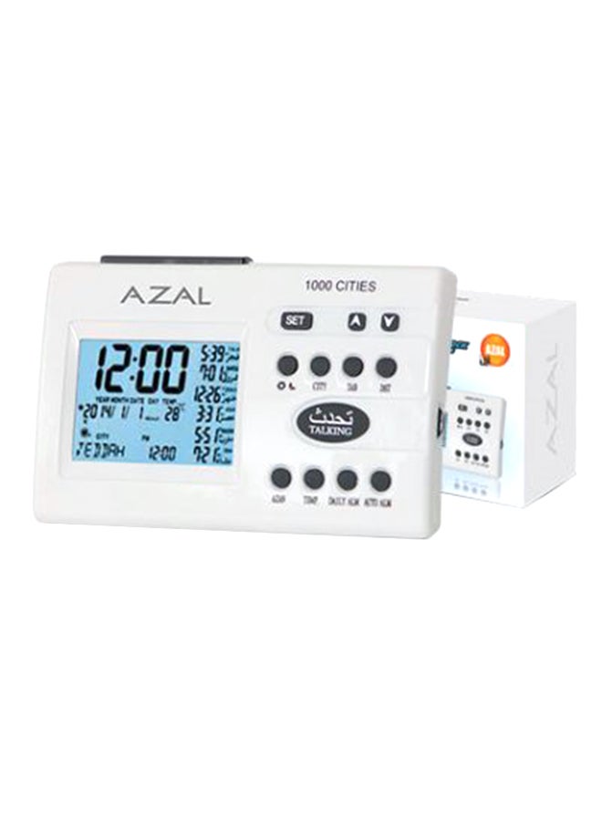 AZAL Azal Azan Clock With Voice - Prayer Time For 1000 City Ac-886C, AA Size, Plastic Multicolour 12cm 