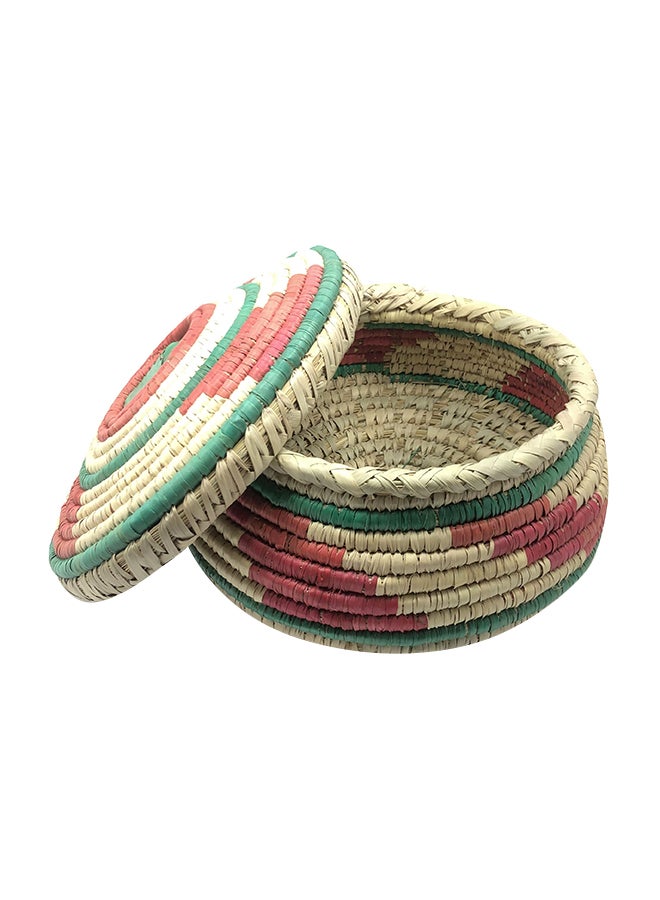 Decorative Wicker Gift Basket Beige/Red/Green 30 x 15cm