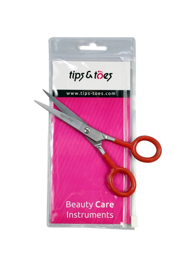 Tips & Toes Professional Barber Scissors Silver/Red 14centimeter  - Image 3