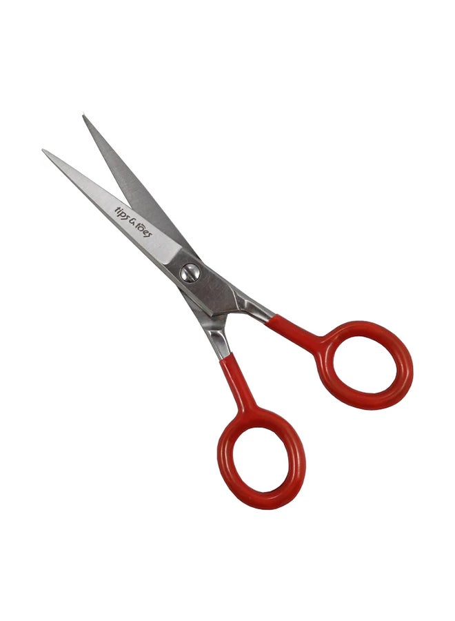 Tips & Toes Professional Barber Scissors Silver/Red 14centimeter  - Image 2