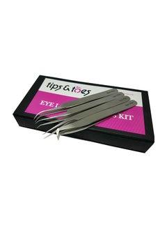 Tips & Toes 4-Piece Eyelash Extension Tweezers Kit Silver 10centimeter  - Image 3