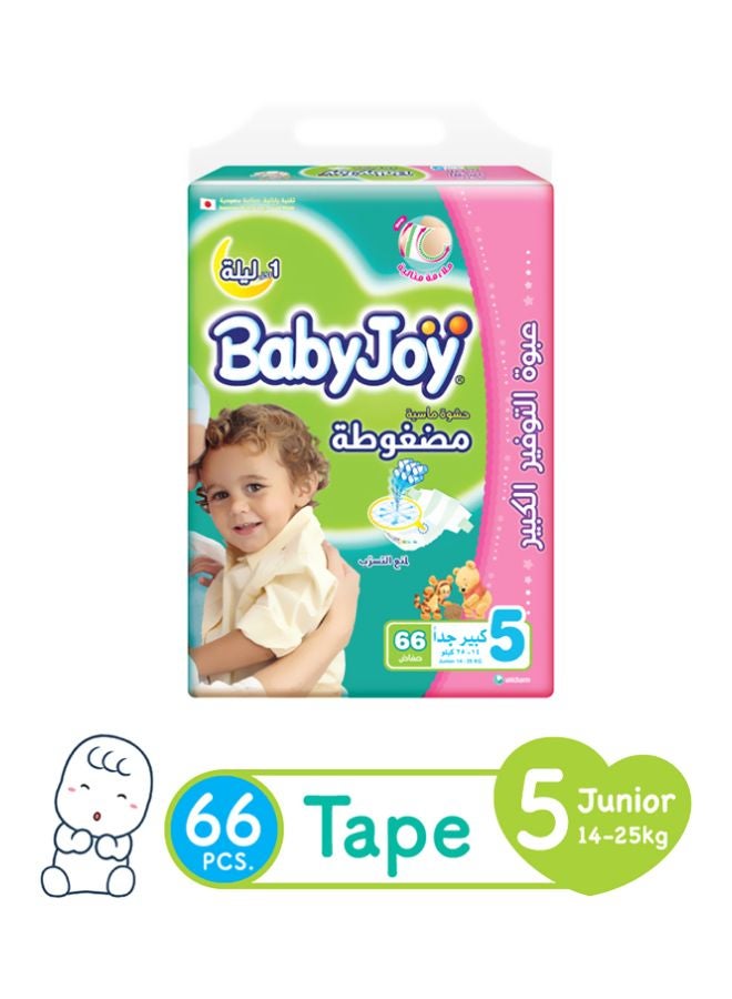 بيبي جوي حفاضات جونيور بحشوة ماسية مضغوطة، عبوة كبيرة، (14-25 كيلو فما فوق)، 66 قطعة - Image 2