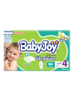 BabyJoy Compressed Tape Diaper, Size 4 Large,  Jumbo Box, 10-18 KG, Count 96 