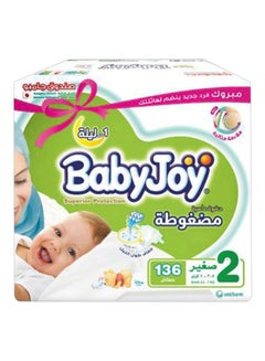 BabyJoy Compressed Tape Diaper, Size 2, Jumbo Box, 3.5-7 KG, Count 136 