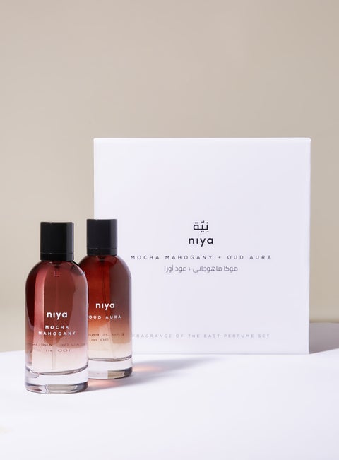 Mocha Mahogany EDP And Oud Aura EDP Gift Set Men's Perfume 100ml