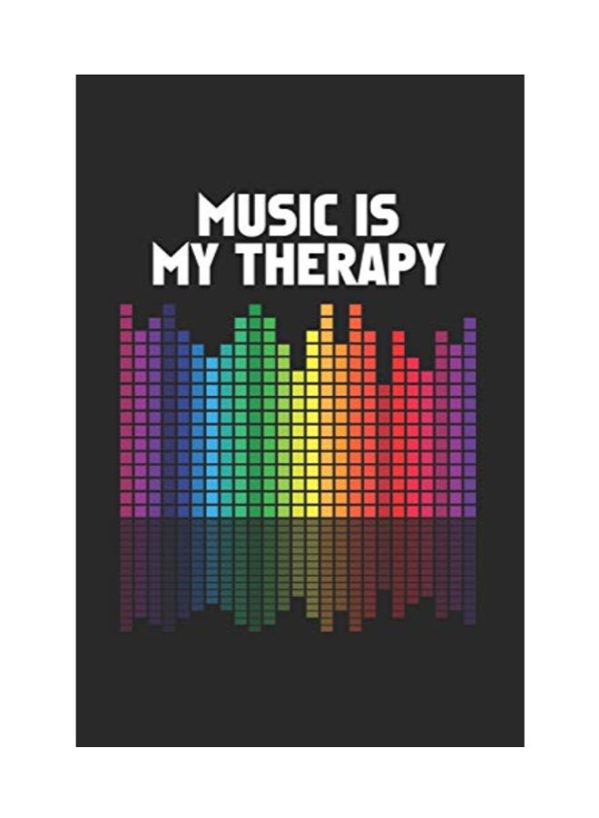 دفتر ملاحظات مُزيّن بطبعة بعبارة "Music Is My Therapy" أسود