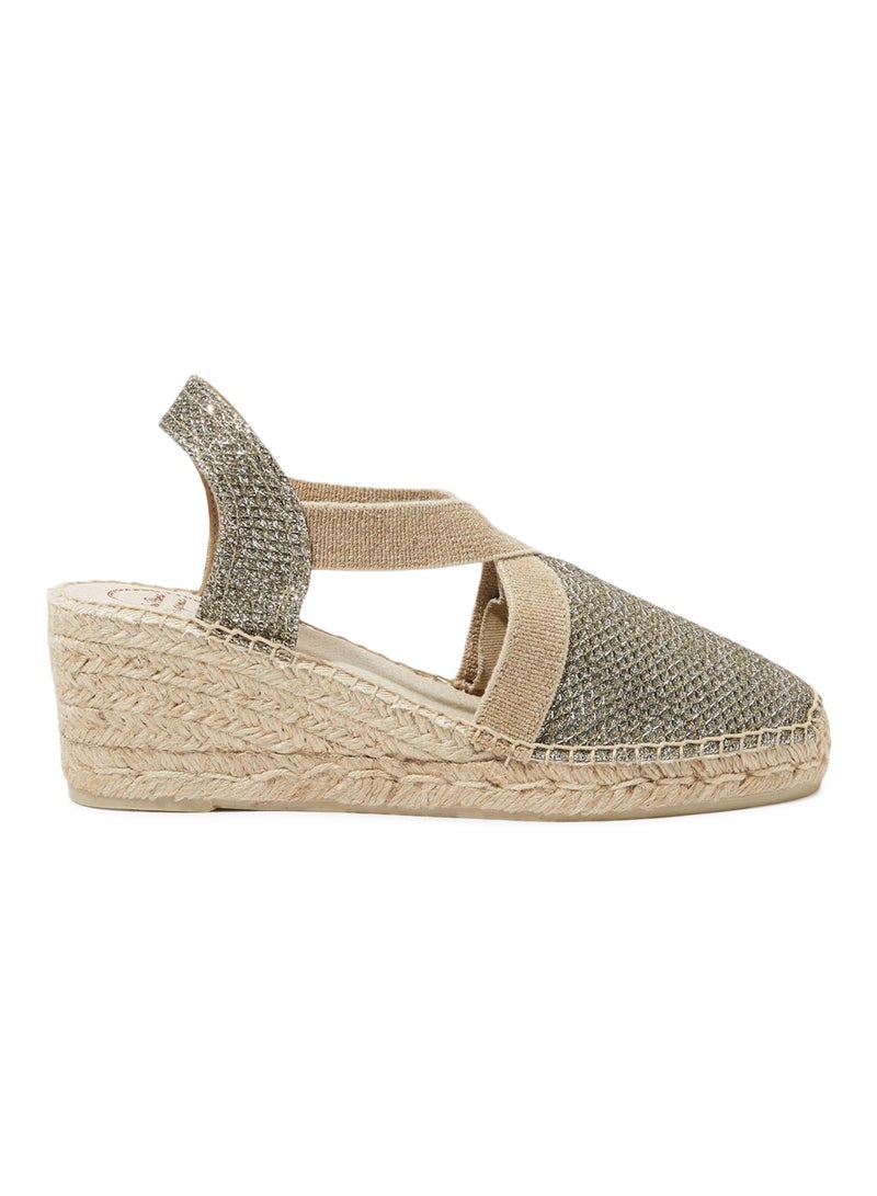 Toni Pons - Triton Shimmery Espadrile Wedges Khaki - Image 1