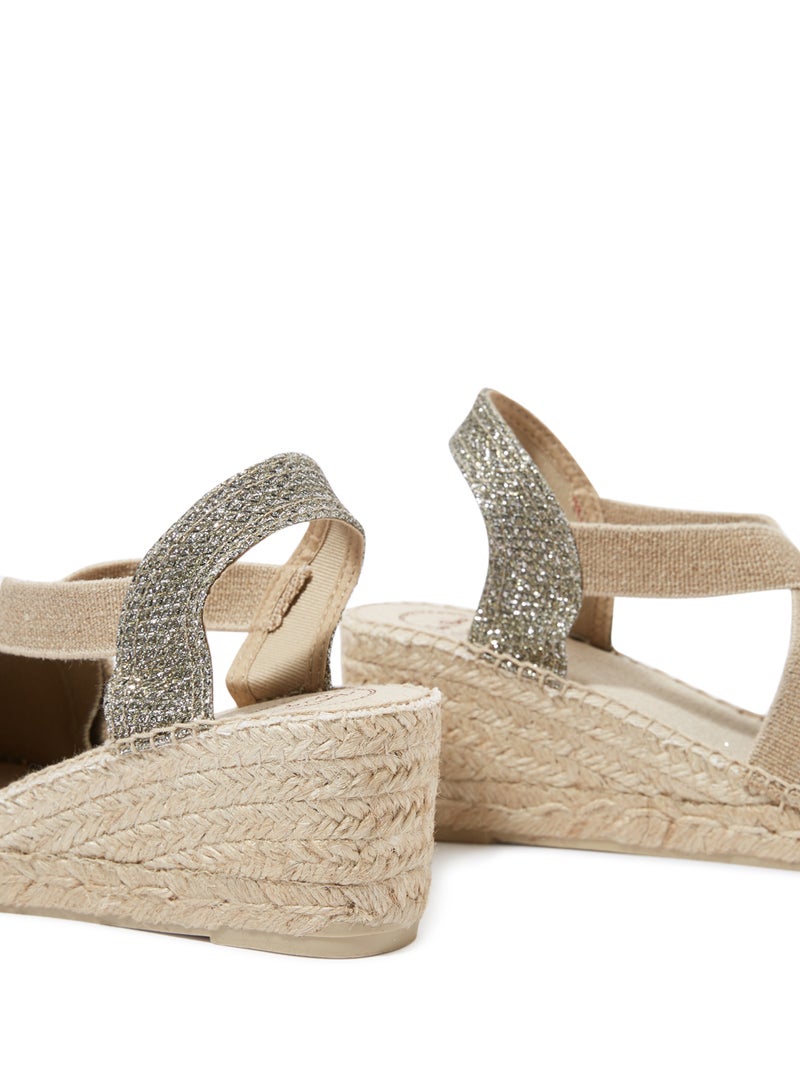 Toni Pons - Triton Shimmery Espadrile Wedges Khaki - Image 1