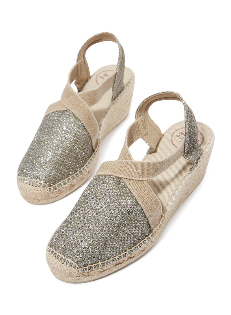 Toni Pons - Triton Shimmery Espadrile Wedges Khaki - Image 1