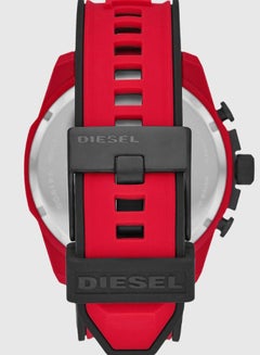 DIESEL Men's Mega Chief Round Shape Silicone Strap Chronograph Wrist Watch 51 mm - Red - DZ4526  - Image 2