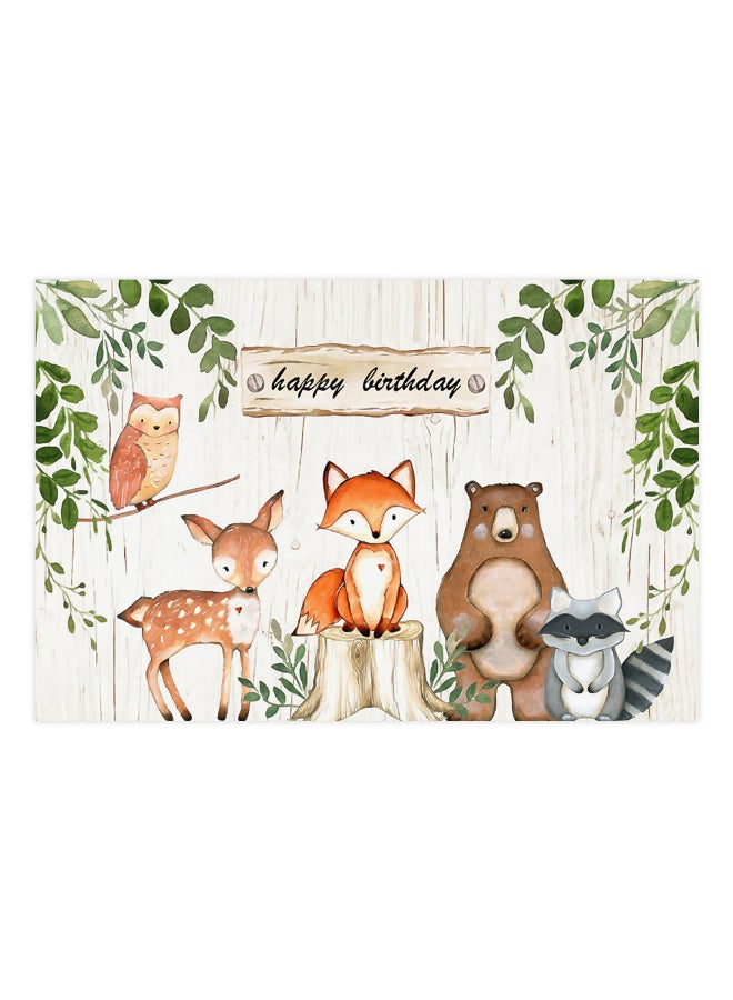 خلفية للتصوير الفوتوغرافي بتصميم رسومات كرتونية وعبارة "Happy Birthday" متعدد الألوان - Image 1