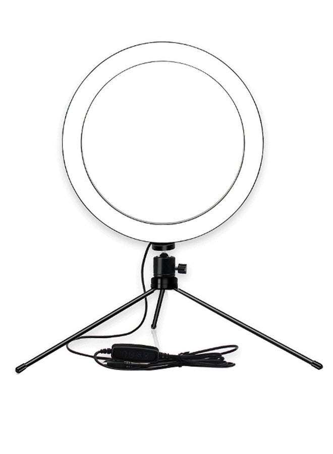 Table LED Ring Light With Tripod Stand Black/White 