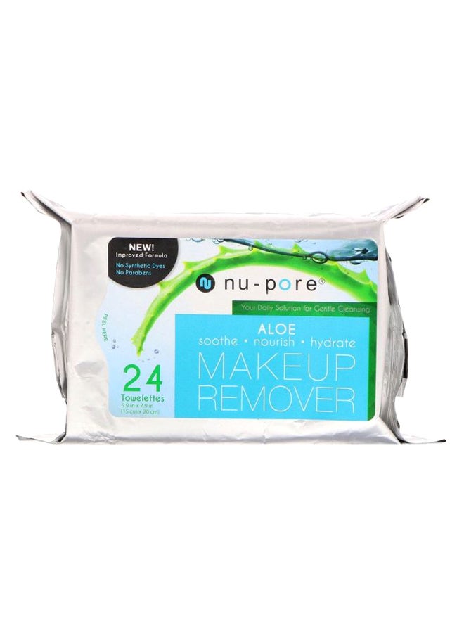 Nu Pore - Pack Of 24 Aloe Makeup Remover Towelettes White - Image 1