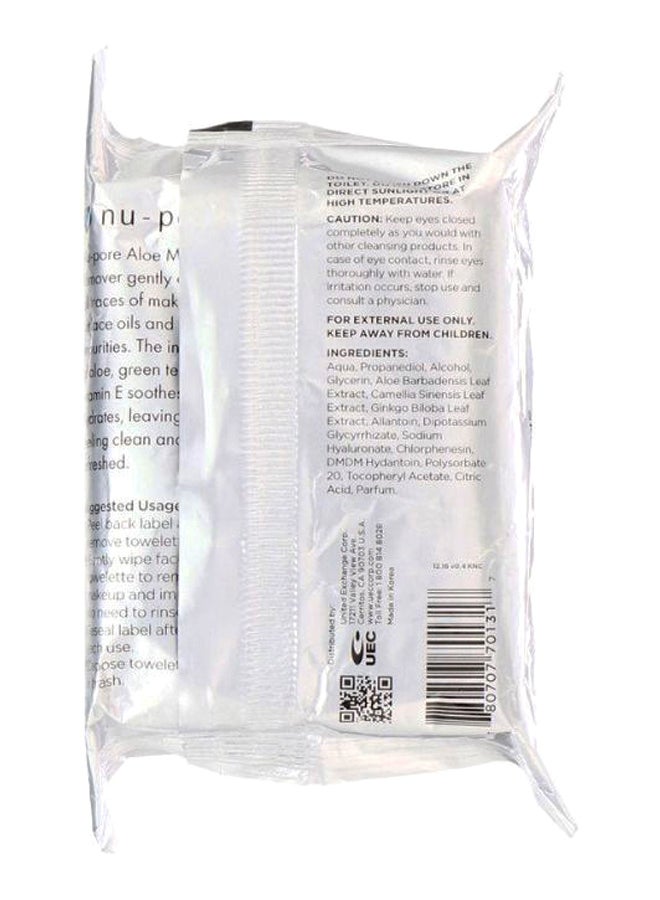 Nu Pore - Pack Of 24 Aloe Makeup Remover Towelettes White - Image 1