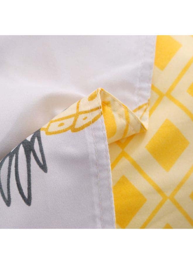 بيوينتي طقم غطاء لحاف مطبّع مكون من 4 قطع بوليستر أصفر/ابيض - Image 5