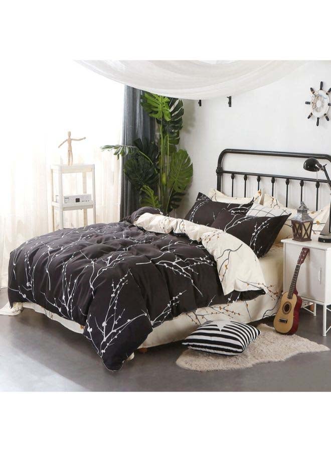 Beauenty 4-Piece European Style Luxury Jacquard Duvet Cover Set Polyester Black/White - Image 2