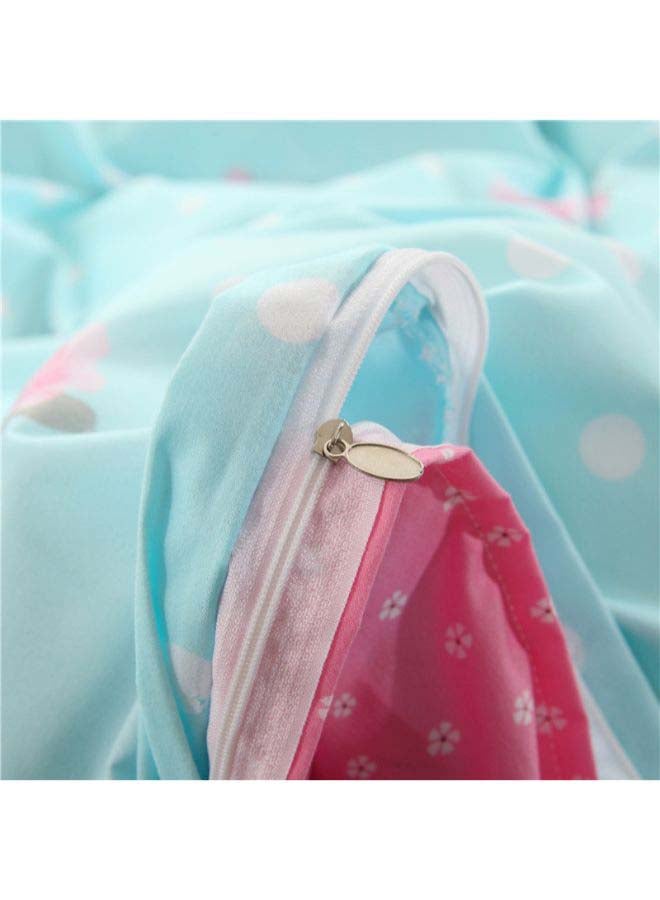 Beauenty 5-Piece Luxury Jacquard Duvet Cover Set Polyester Blue/Pink - Image 2