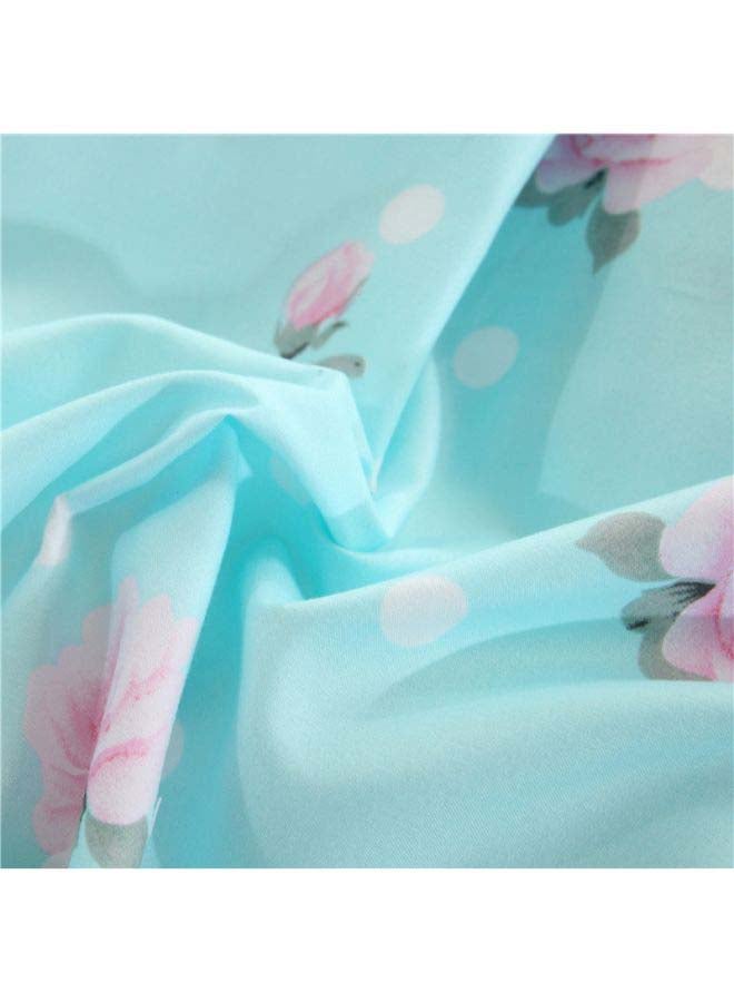 Beauenty 5-Piece Luxury Jacquard Duvet Cover Set Polyester Blue/Pink - Image 3