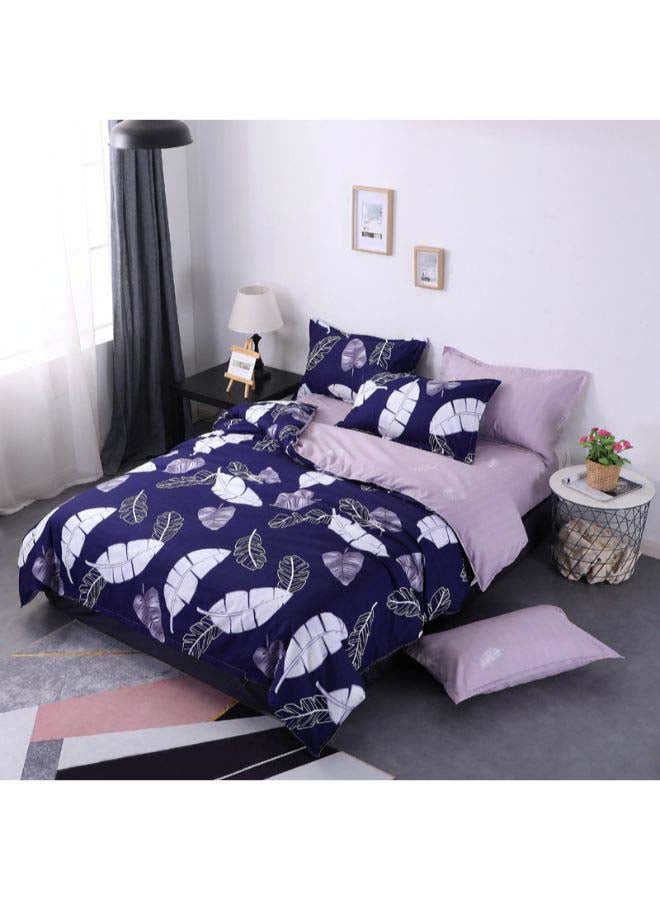 Beauenty 4-Piece Jacquard Duvet Cover Set Polyester Purple/White - Image 1