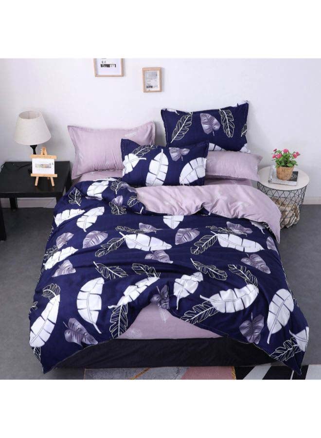 Beauenty 4-Piece Jacquard Duvet Cover Set Polyester Purple/White - Image 2