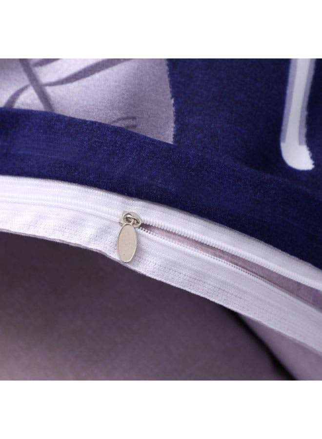 Beauenty 4-Piece Jacquard Duvet Cover Set Polyester Purple/White - Image 5