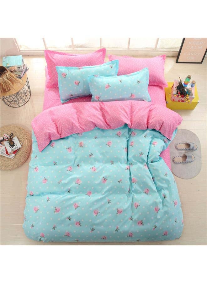 Beauenty 5-Piece Luxury Jacquard Duvet Cover Set Polyester Blue/Pink - Image 1