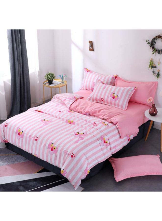 Beauenty 4-Piece Luxury Jacquard Printed Set Polyester Pink/White - Image 3