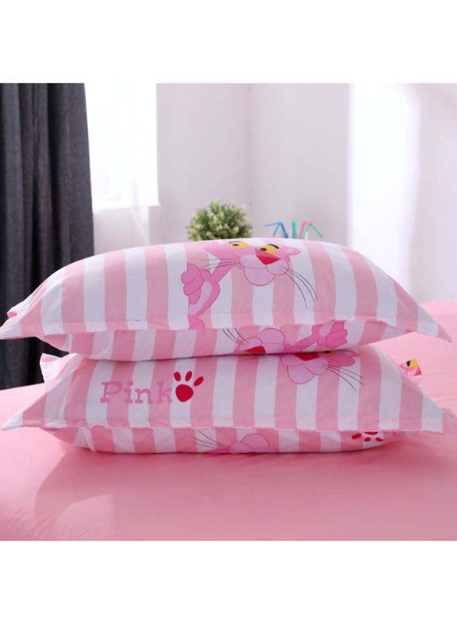 Beauenty 4-Piece Luxury Jacquard Printed Set Polyester Pink/White - Image 4