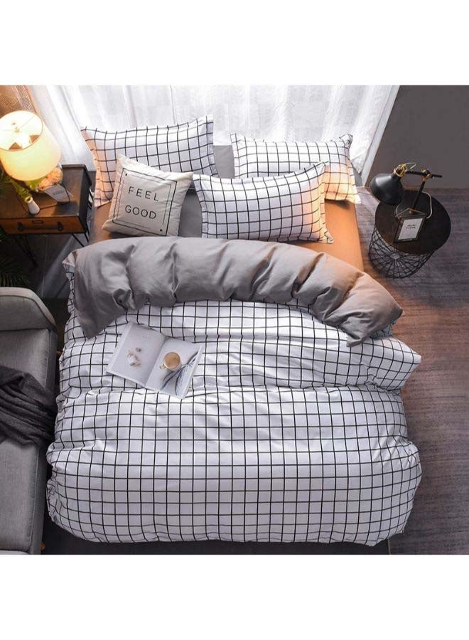 Beauenty - 4-Piece European Style Luxury Jacquard Bedding Set Polyester Grey/Black - Image 1