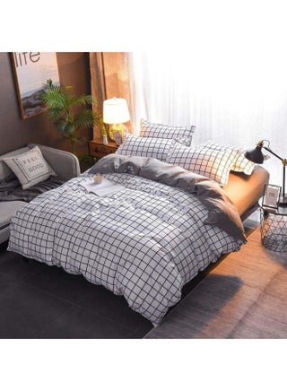 4-Piece European Style Luxury Jacquard Bedding Set Polyester Grey/Black - v1587676385/N37396587A_1