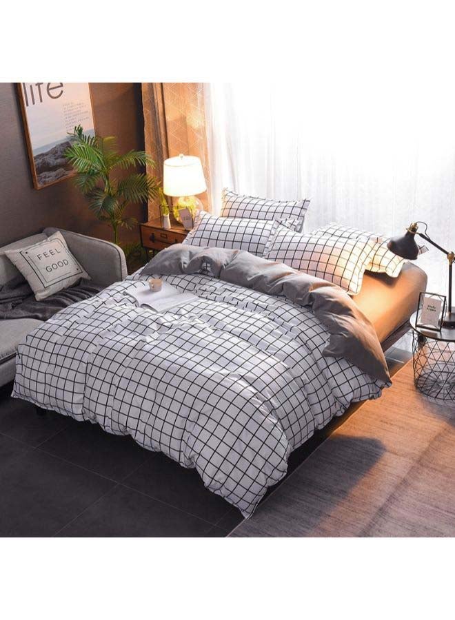 Beauenty - 4-Piece European Style Luxury Jacquard Bedding Set Polyester Grey/Black - Image 1