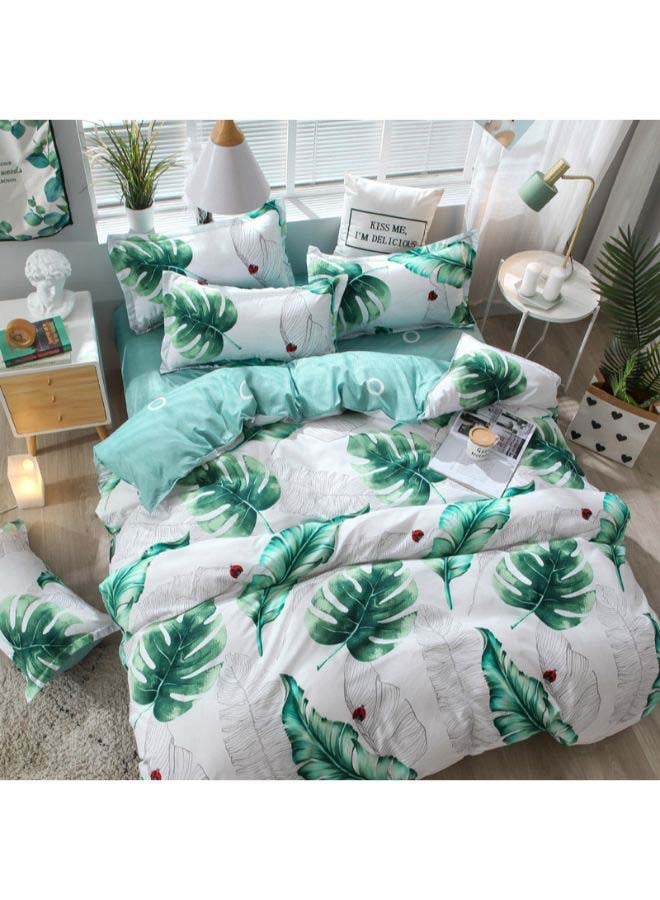 Beauenty 3-Piece Rainforest Design Duvet Cover Set Polyester White/Green - Image 3