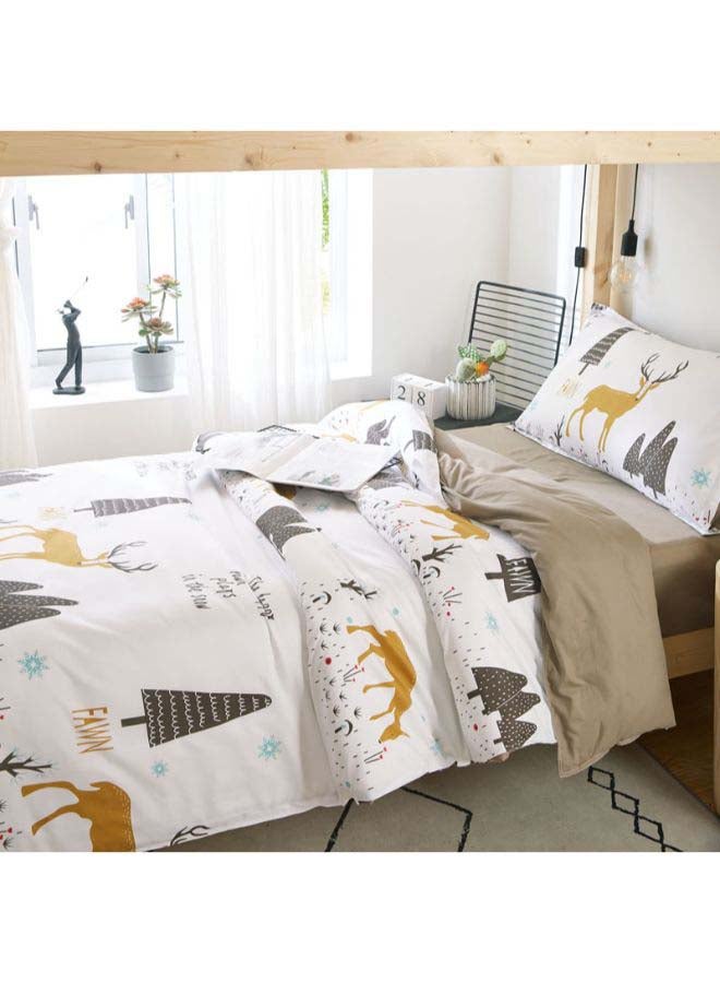 بيوينتي طقم مفرش سرير فاخر مقاس فردي من نسيج الجاكار وبنمط أوروبي، من 4 قطع بوليستر متعدد الألوان - Image 1