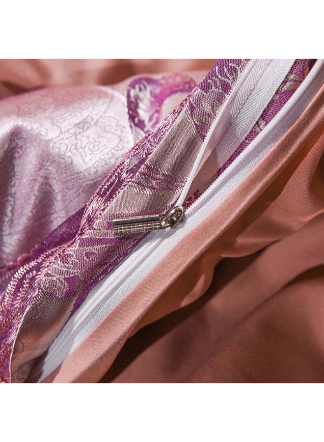 Luxury Jacquard Duvet Cover Set Polyester Purple Duvet Cover 180x220 cm, Pillowcases 48x74 cm, Fitted Sheet 230x230cm