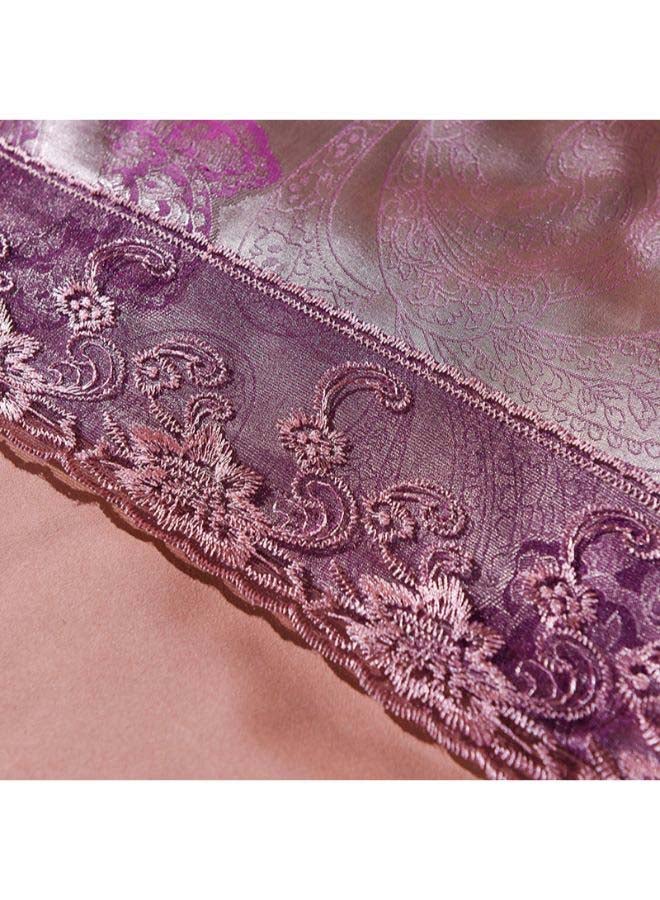 Luxury Jacquard Duvet Cover Set Polyester Purple Duvet Cover 180x220 cm, Pillowcases 48x74 cm, Fitted Sheet 230x230cm