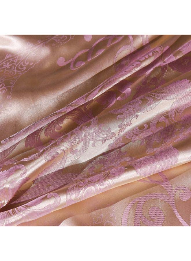 Beauenty Luxury Jacquard Duvet Cover Set Polyester Pink/Gold Duvet Cover (200x230) Cm, Fitted Sheet (230x251) Cm, Pillow Cover (48x74)cm - Image 5