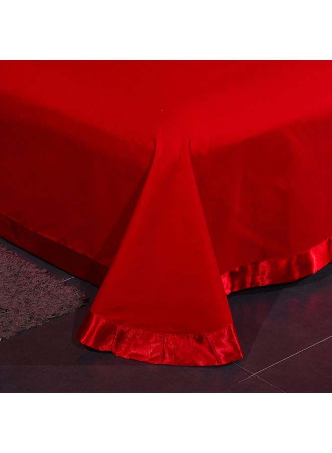 Beauenty - Luxury Jacquard Duvet Cover Set Polyester Red Jacquard Duvet Cover 200x230 Cm, Pillowcases 48x74 Cm, 1x Fitted Sheet 230x252cm - Image 1