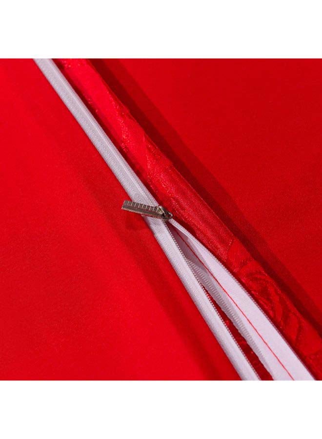 Beauenty - Luxury Jacquard Duvet Cover Set Polyester Red Jacquard Duvet Cover 200x230 Cm, Pillowcases 48x74 Cm, 1x Fitted Sheet 230x252cm - Image 1