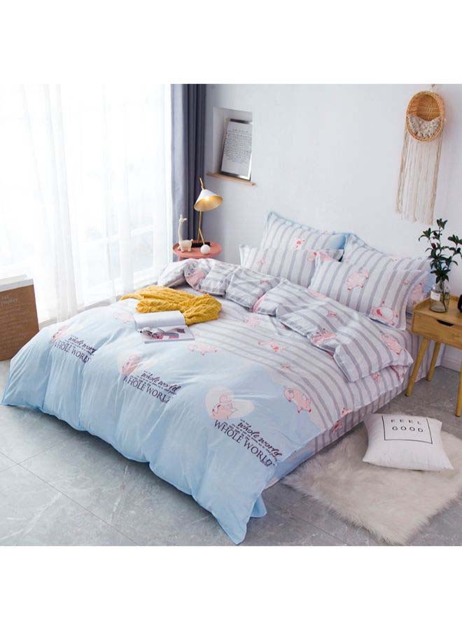 بيوينتي طقم مفرش سرير فاخر مقاس فردي من نسيج الجاكار وبنمط أوروبي، من 4 قطع بوليستر متعدد الألوان - Image 3