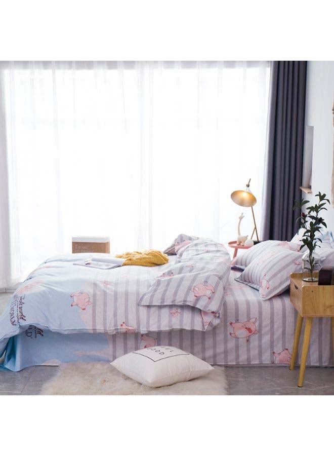 بيوينتي طقم مفرش سرير فاخر مقاس فردي من نسيج الجاكار وبنمط أوروبي، من 4 قطع بوليستر متعدد الألوان - Image 5