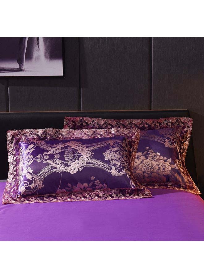 Beauenty Luxury Jacquard Duvet Cover Set Combination Purple Jacquard Duvet Cover 200x230 cm, Pillowcases 48x74 cm, Fitted Sheet 230x254cm - Image 5