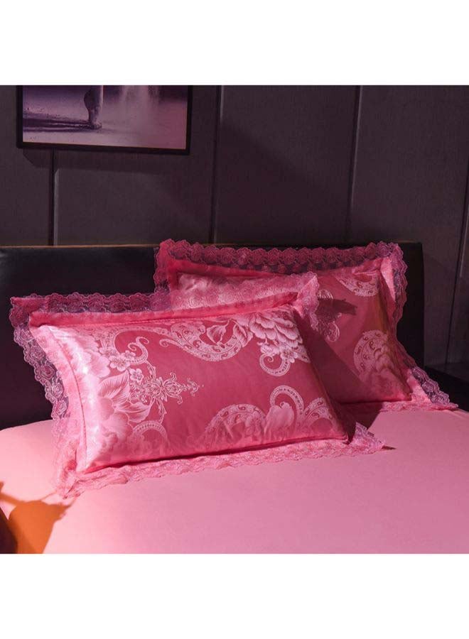 بيوينتي طقم أغطية لحاف مصنوعة من الجاكار الفاخر بوليستر وردي 1.5متر - Image 2