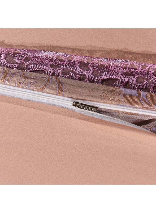 بيوينتي طقم أغطية لحاف مصنوعة من الجاكار الفاخر بوليستر بني/أرجواني Duvet Cover (150x200 Cm), Pillowcases (48x74 Cm), Fitted Sheet (200x235سم - Image 3