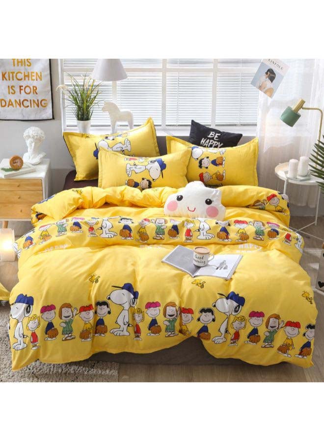 بيوينتي طقم مفرش سرير بطبعة سنوبي مكون من 4 قطع بوليستر متعدد الألوان - Image 1